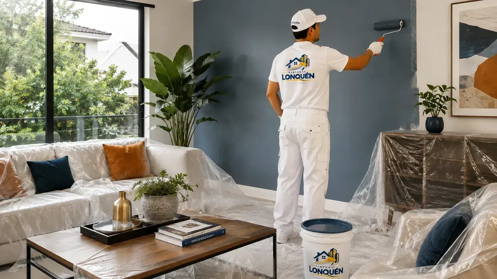 Preparación profesional de un muro antes de aplicar pintura