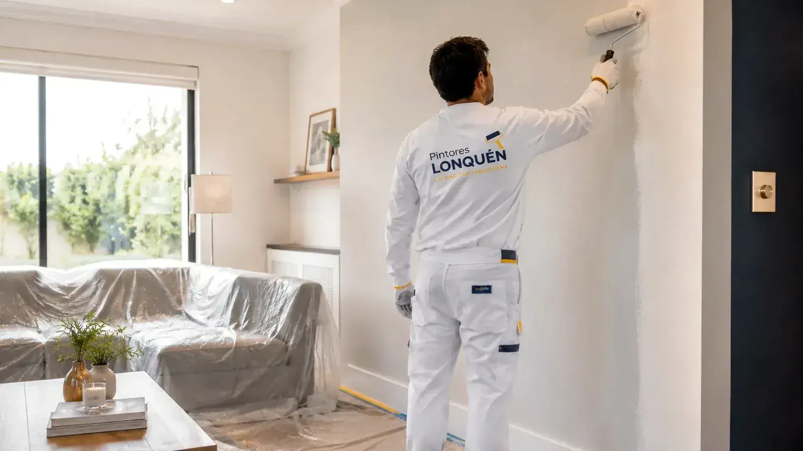 Departamento preparado y protegido para un trabajo de pintura interior