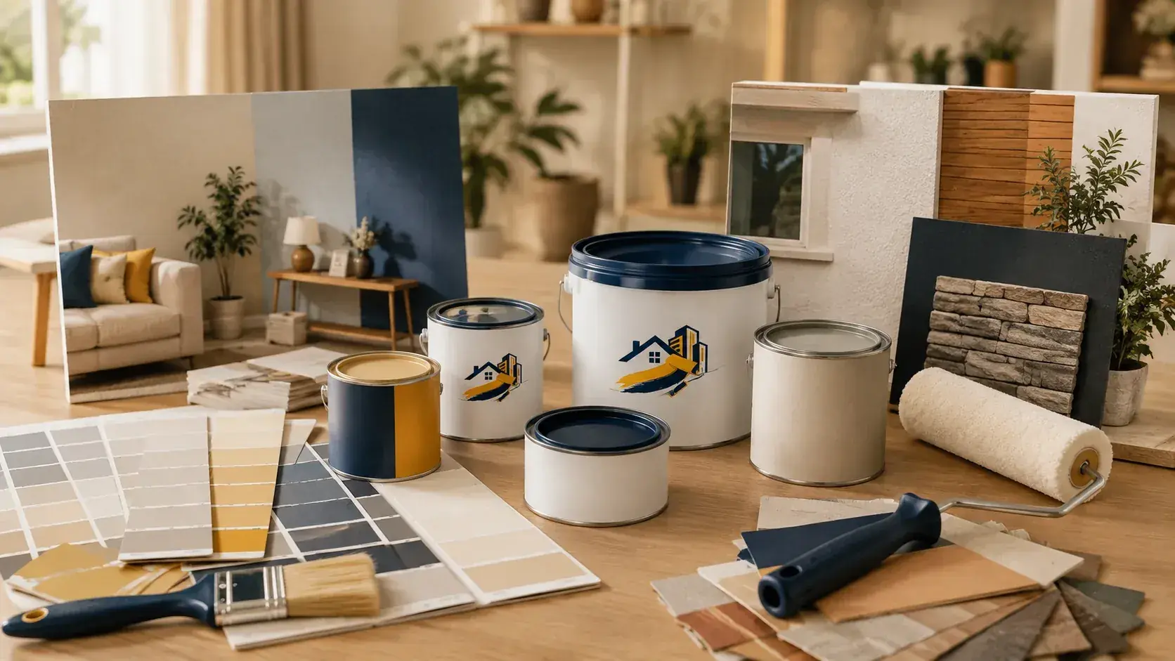Muestras y materiales para definir un presupuesto de pintura