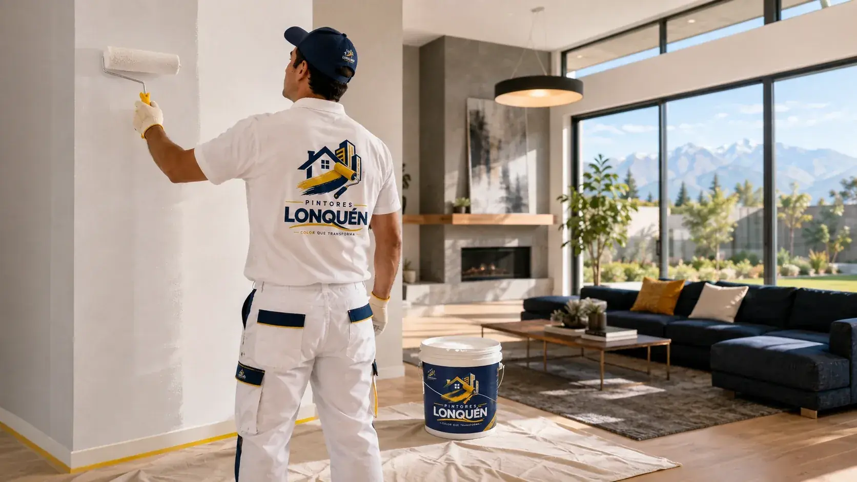 Referencia visual de pintura interior en un salón contemporáneo