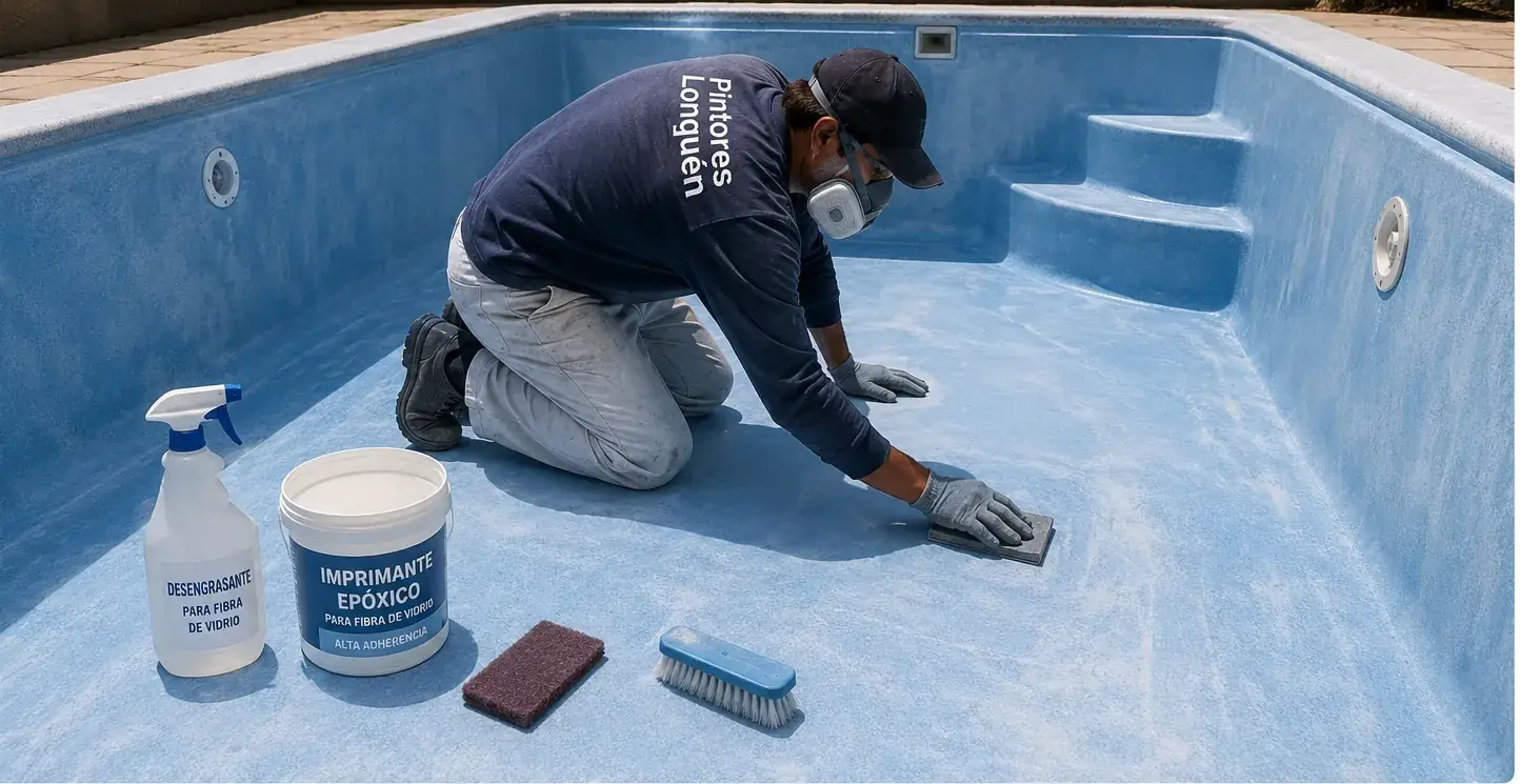 Referencia visual de una piscina de fibra de vidrio renovada