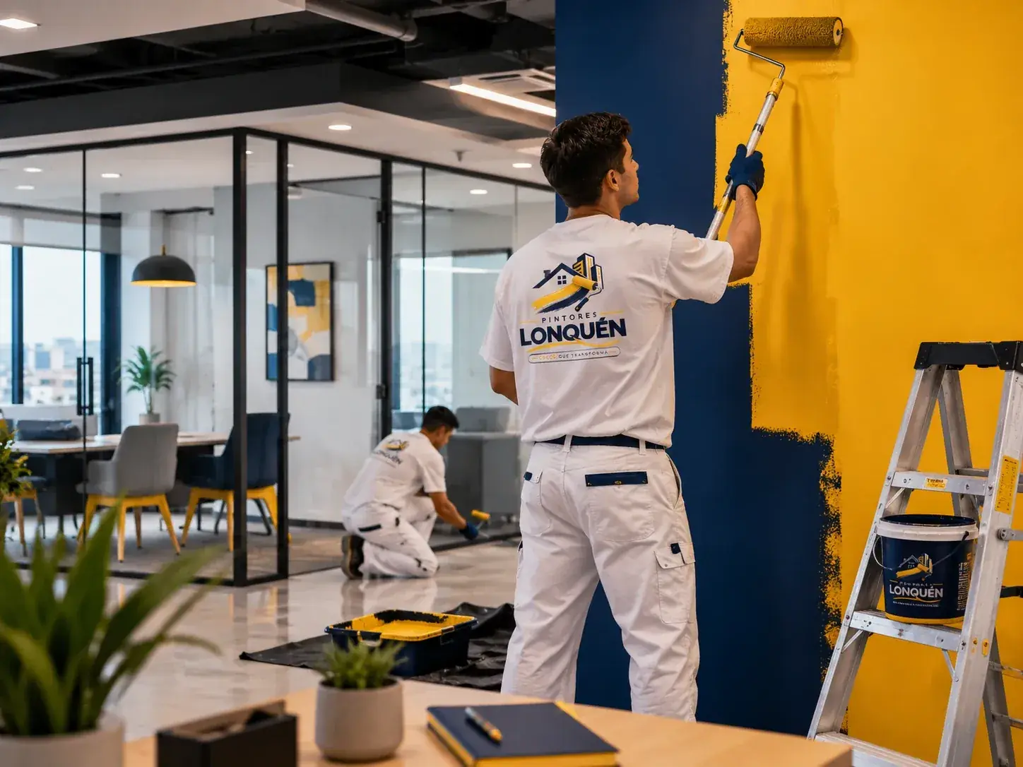Pintores Lonquén transformando una oficina moderna con una propuesta de color sobria